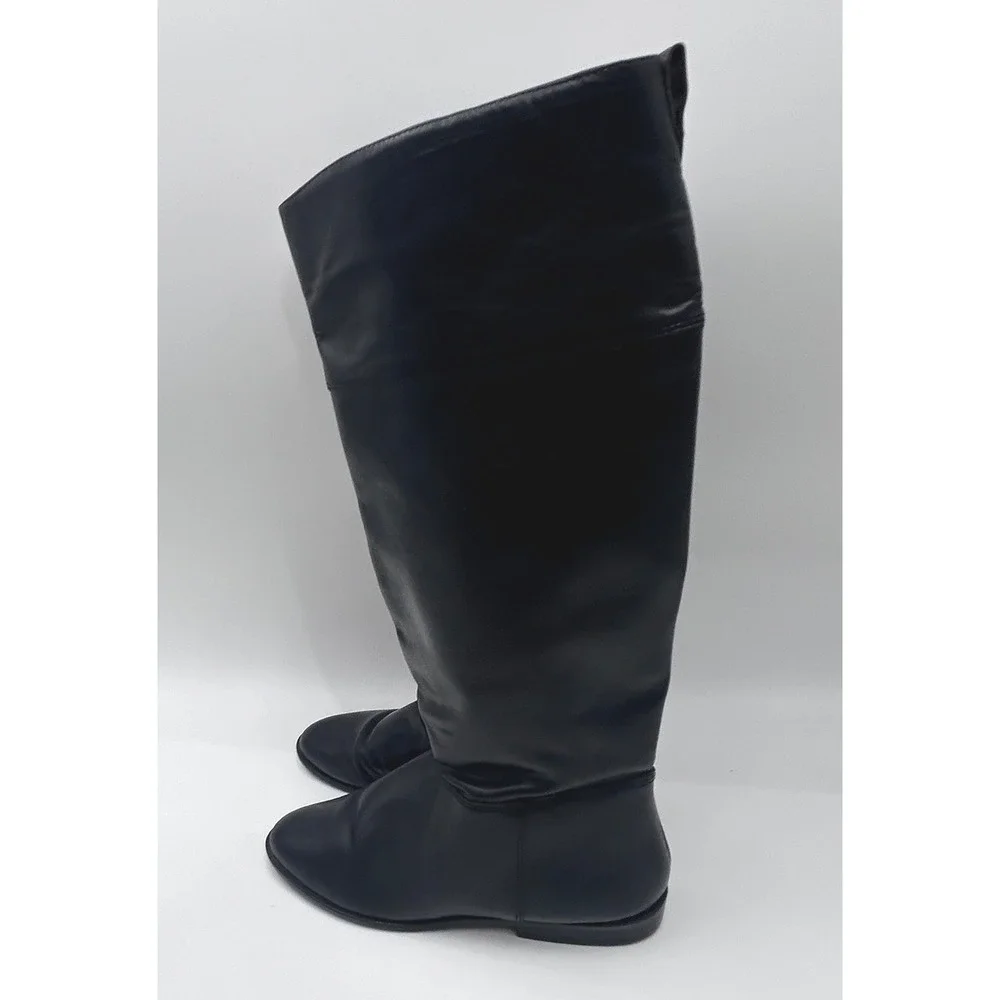 Vintage Black Leather Tall Riding Boots Women's Size 9N Knee High Equestrian